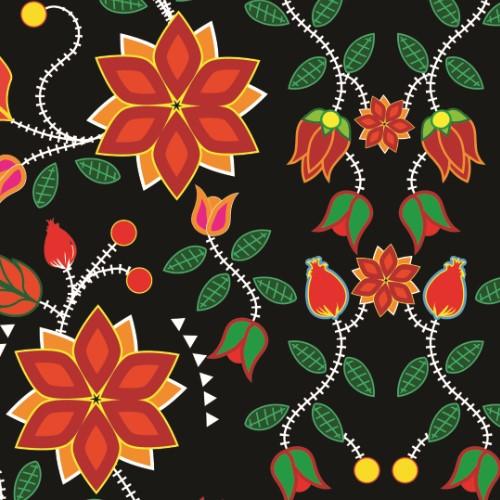 Floral Beadwork Six Bands Cotton Fabric by the Yard