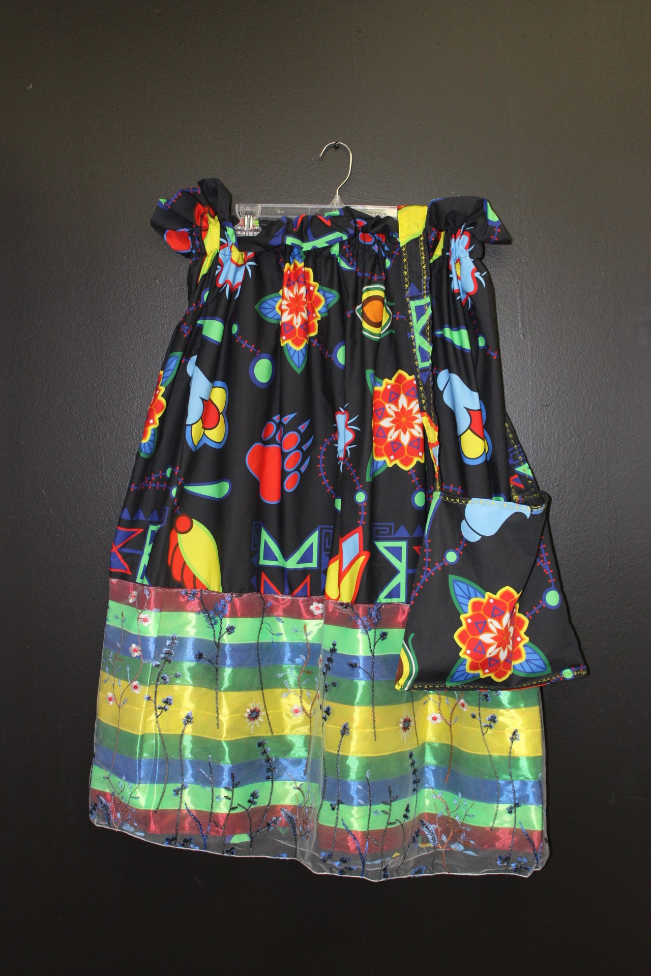 Bear Clan Floral Overlay Ribbon Skirt w/ Bag
