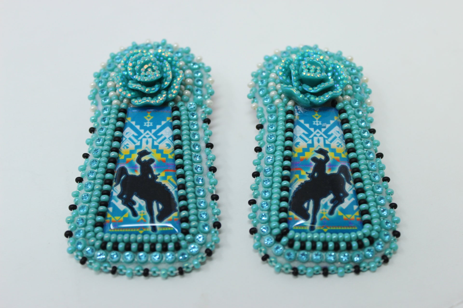 Josie Onespot Beaded Dangle Earrings - Blue Rodeo