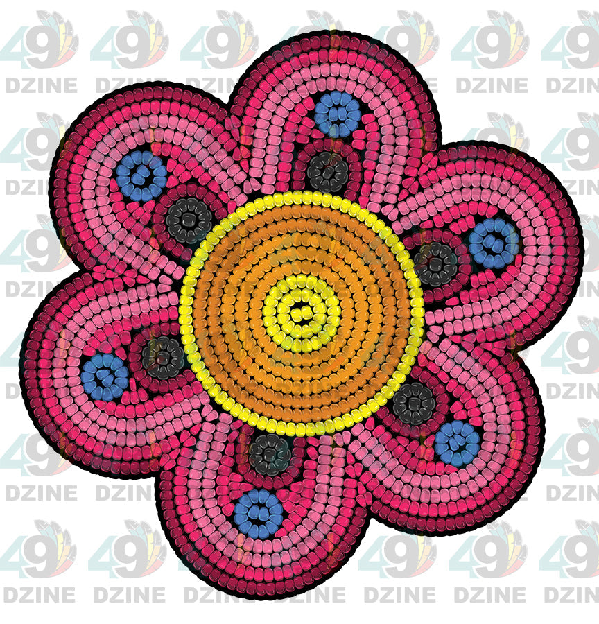 3-inch Beaded Nipin Flowers Transfer