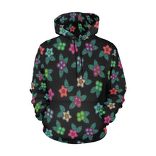 Load image into Gallery viewer, Berry Flowers Black All Over Print Hoodie for Men (USA Size) (Model H13) All Over Print Hoodie for Men (H13) e-joyer 
