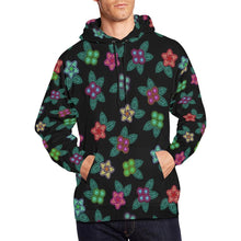 Load image into Gallery viewer, Berry Flowers Black All Over Print Hoodie for Men (USA Size) (Model H13) All Over Print Hoodie for Men (H13) e-joyer 
