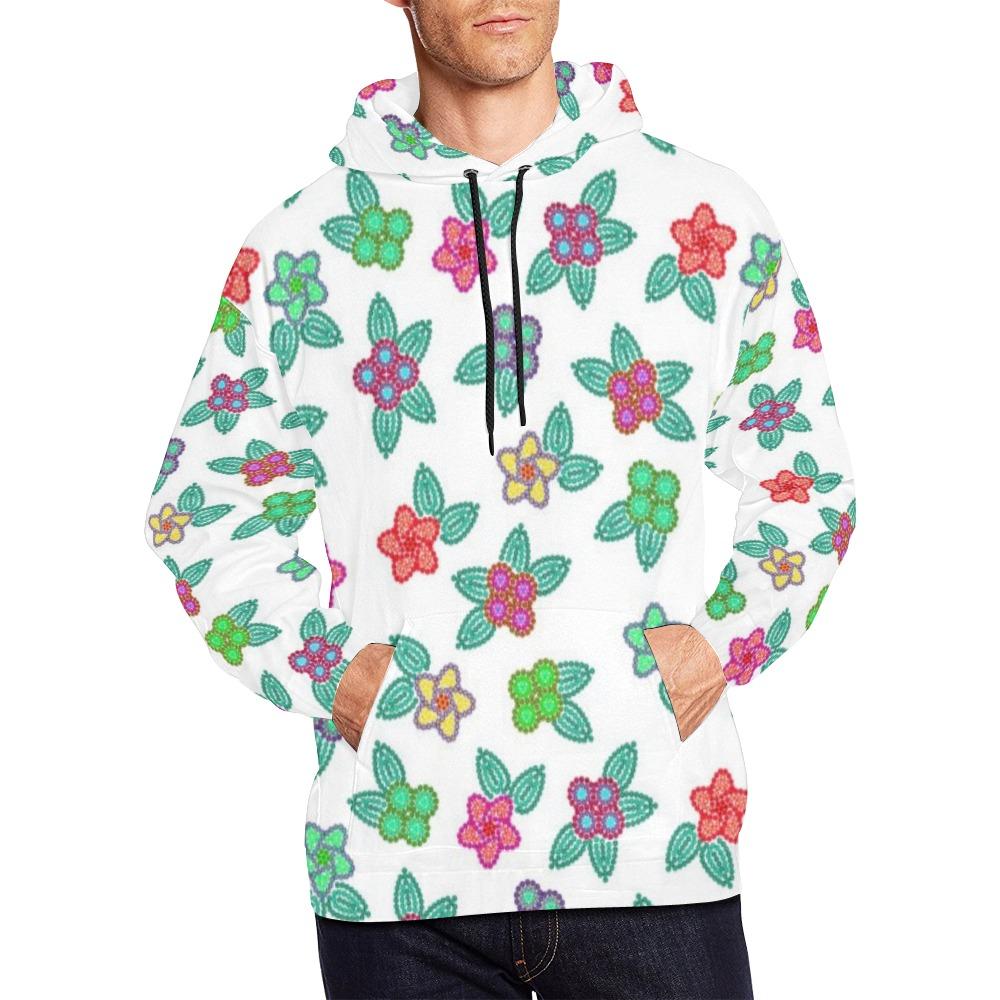 Berry Flowers White All Over Print Hoodie for Men (USA Size) (Model H13) All Over Print Hoodie for Men (H13) e-joyer 