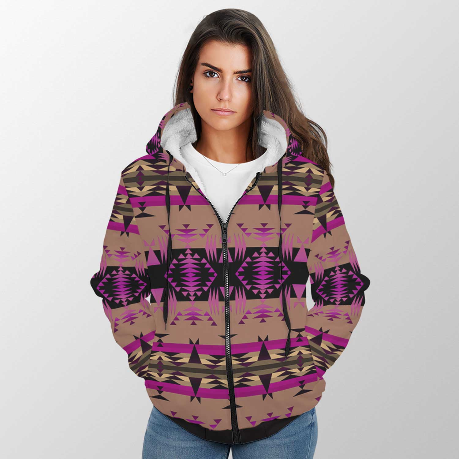 Between the Mountains Berry Sherpa Hoodie 49 Dzine 