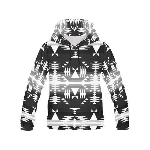 Between the Mountains Black and White All Over Print Hoodie for Women (USA Size) (Model H13) All Over Print Hoodie for Women (H13) e-joyer 