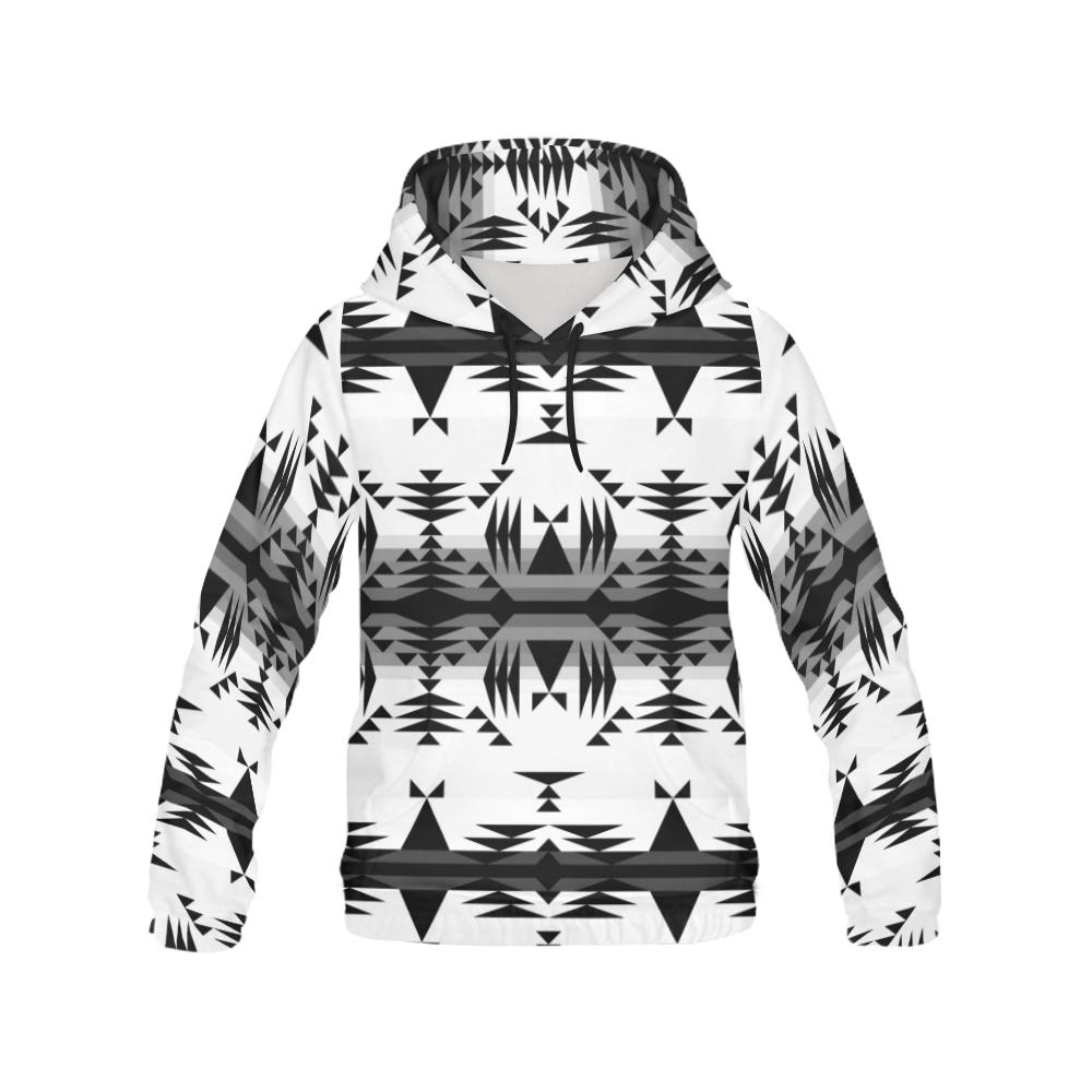 Between the Mountains White and Black All Over Print Hoodie for Men (USA Size) (Model H13) All Over Print Hoodie for Men (H13) e-joyer 