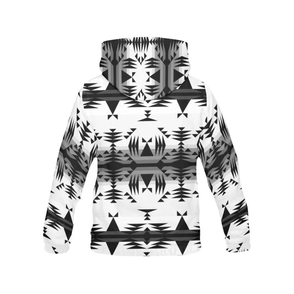 Between the Mountains White and Black All Over Print Hoodie for Men (USA Size) (Model H13) All Over Print Hoodie for Men (H13) e-joyer 