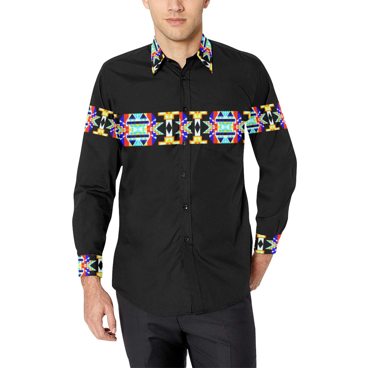 Black Blanket Strip II-1 Men's All Over Print Casual Dress Shirt (Model T61) Men's Dress Shirt (T61) e-joyer 