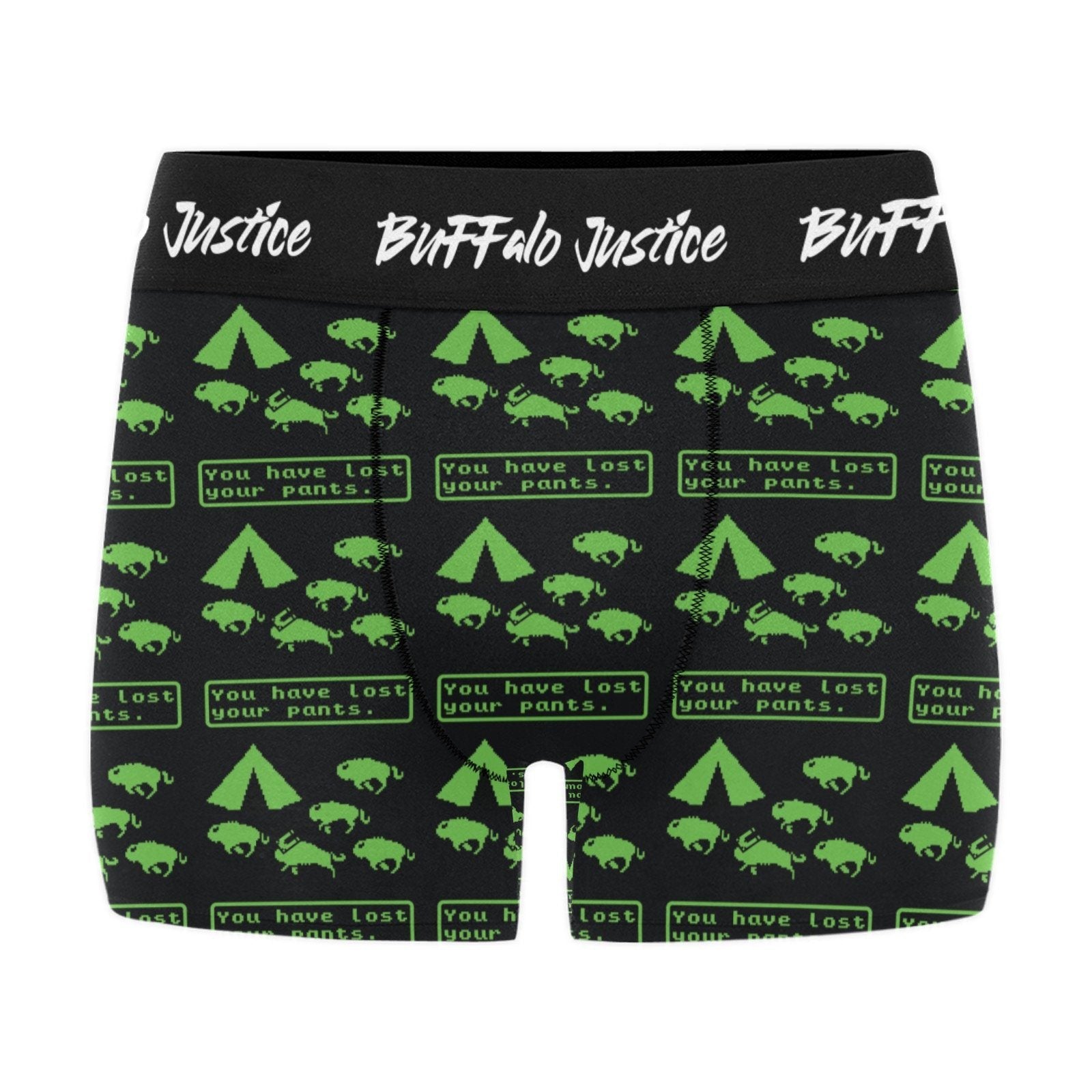 Buffalo Justice Green-Black Men's Boxer Briefs w/ Custom Waistband (Model L10) Men's Briefs-Custom Waistband (Merged Design) e-joyer 