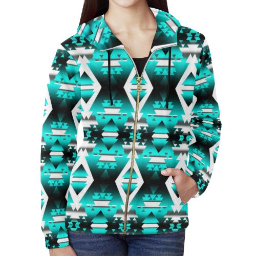 Deep Lake Winter Camp All Over Print Full Zip Hoodie for Women (Model H14) All Over Print Full Zip Hoodie for Women (H14) e-joyer 