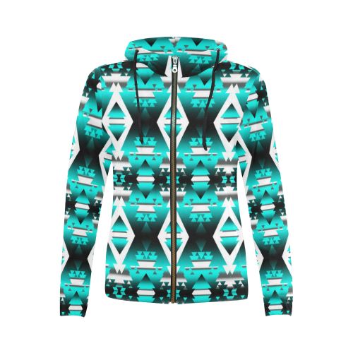 Deep Lake Winter Camp All Over Print Full Zip Hoodie for Women (Model H14) All Over Print Full Zip Hoodie for Women (H14) e-joyer 