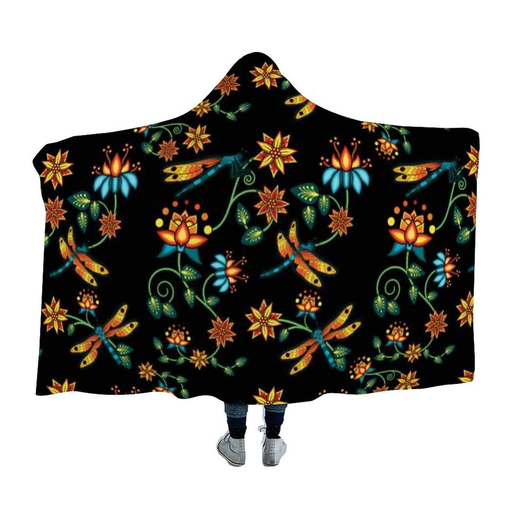 Dragon Lily Noir Hooded Blanket blanket 49 Dzine 