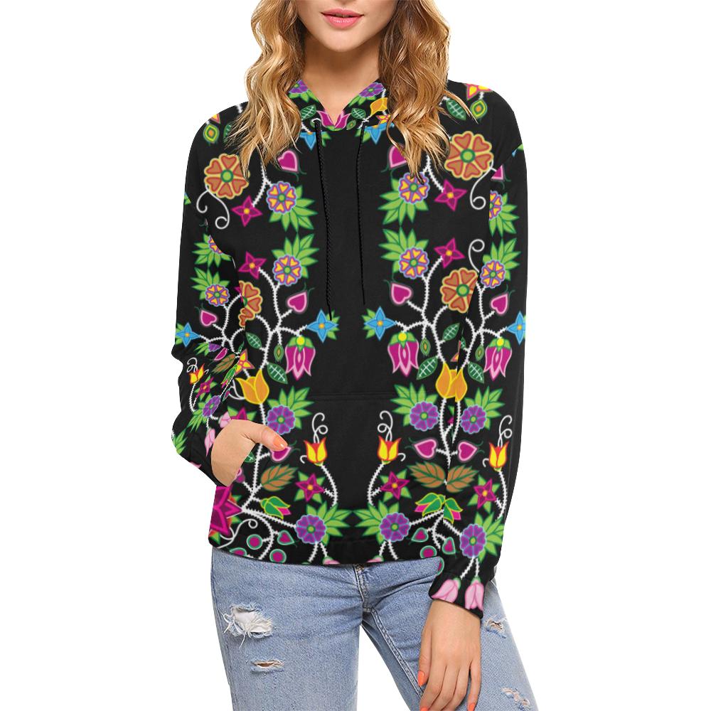 Floral Beadwork All Over Print Hoodie for Women (USA Size) (Model H13) All Over Print Hoodie for Women (H13) e-joyer 