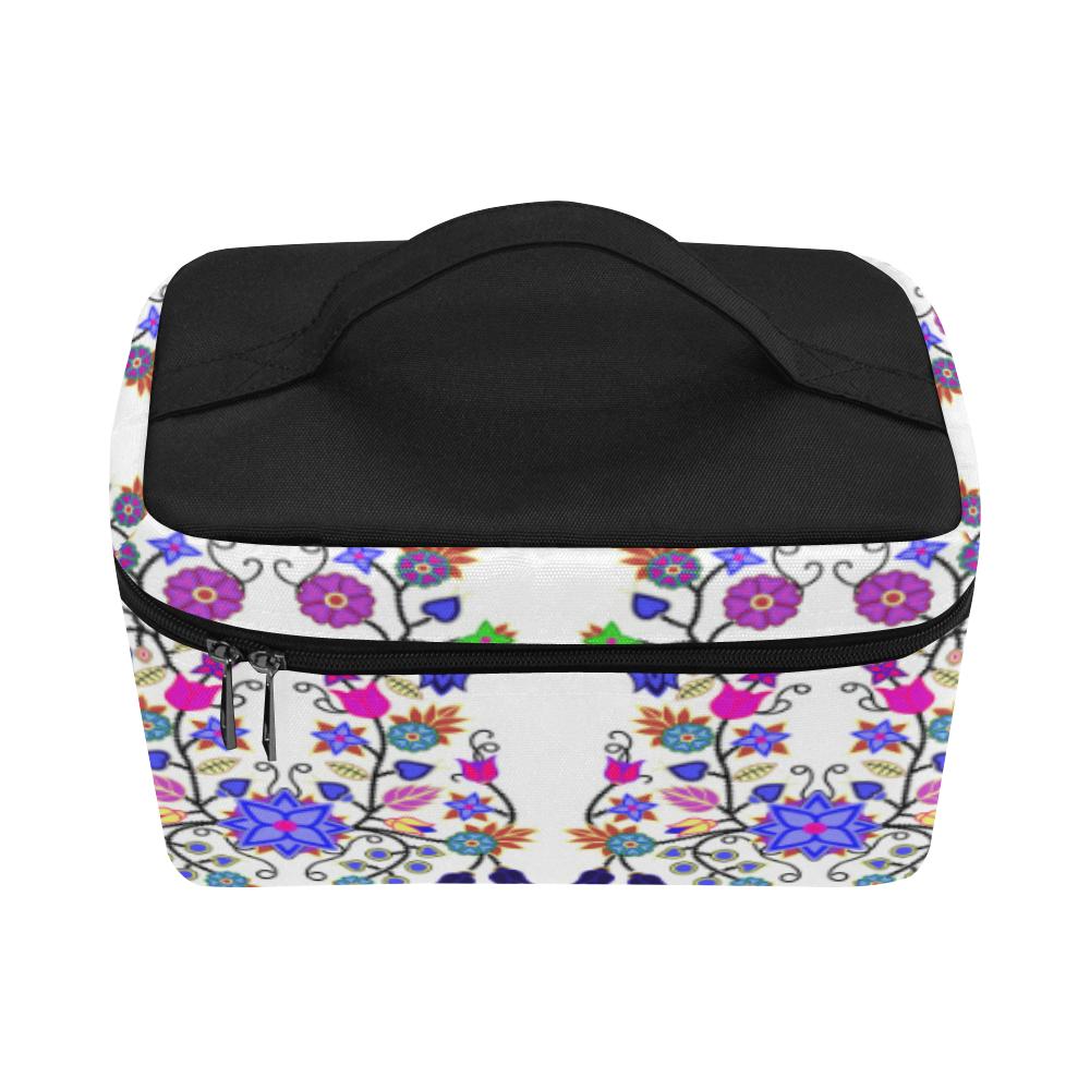Floral Beadwork Seven Clans White Cosmetic Bag/Large (Model 1658) Cosmetic Bag e-joyer 
