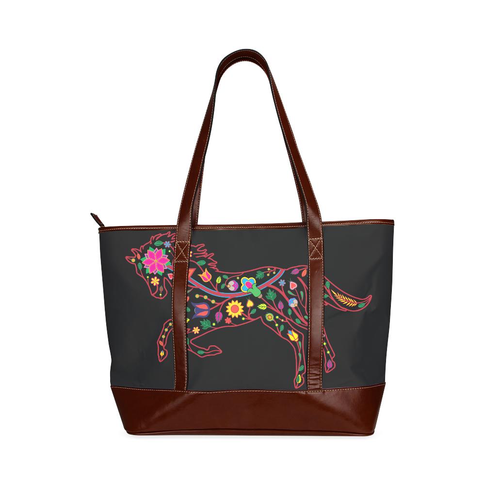 Floral Horse Tote Handbag (Model 1642) Tote Handbags (1642) e-joyer 