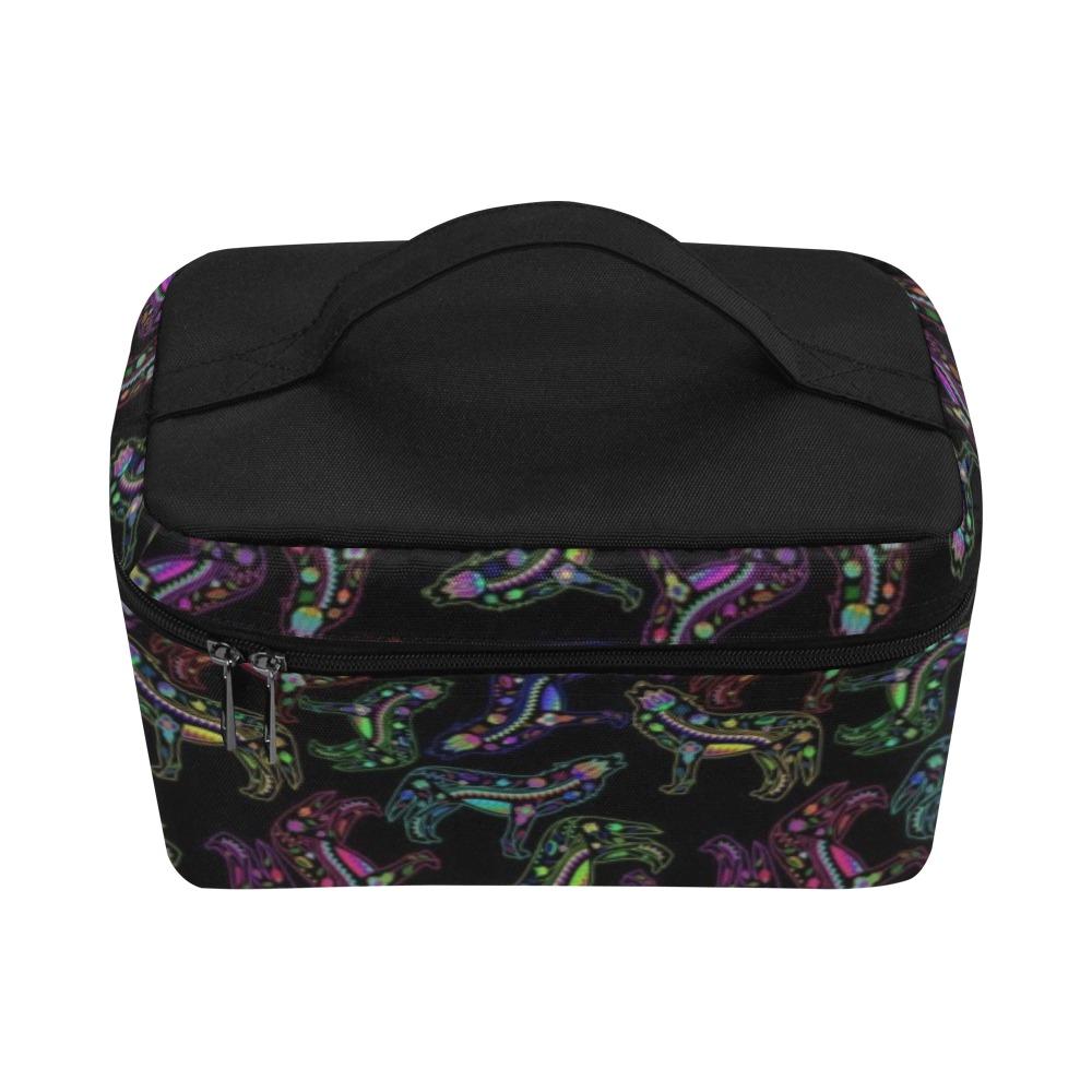 Floral Wolf Cosmetic Bag/Large (Model 1658) Cosmetic Bag e-joyer 