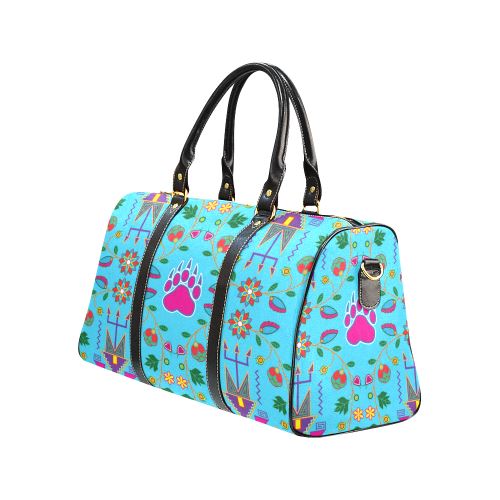 Geometric Floral Fall-Sky Blue New Waterproof Travel Bag/Large (Model 1639) Waterproof Travel Bags (1639) e-joyer 