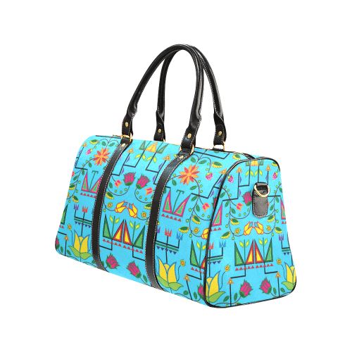 Geometric Floral Summer-Sky Blue New Waterproof Travel Bag/Large (Model 1639) Waterproof Travel Bags (1639) e-joyer 