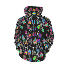 Load image into Gallery viewer, Indigenous Paisley - Black All Over Print Hoodie for Women (USA Size) (Model H13) All Over Print Hoodie for Women (H13) e-joyer 
