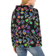 Load image into Gallery viewer, Indigenous Paisley - Black All Over Print Hoodie for Women (USA Size) (Model H13) All Over Print Hoodie for Women (H13) e-joyer 
