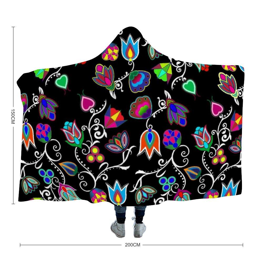 Indigenous Paisley Black Hooded Blanket Herman Adult Size - 60