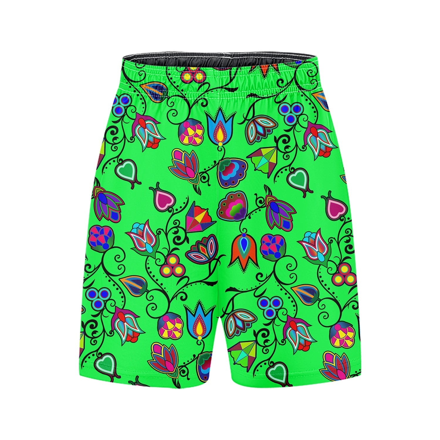 Indigenous Paisley Green Basketball Shorts 49 Dzine 