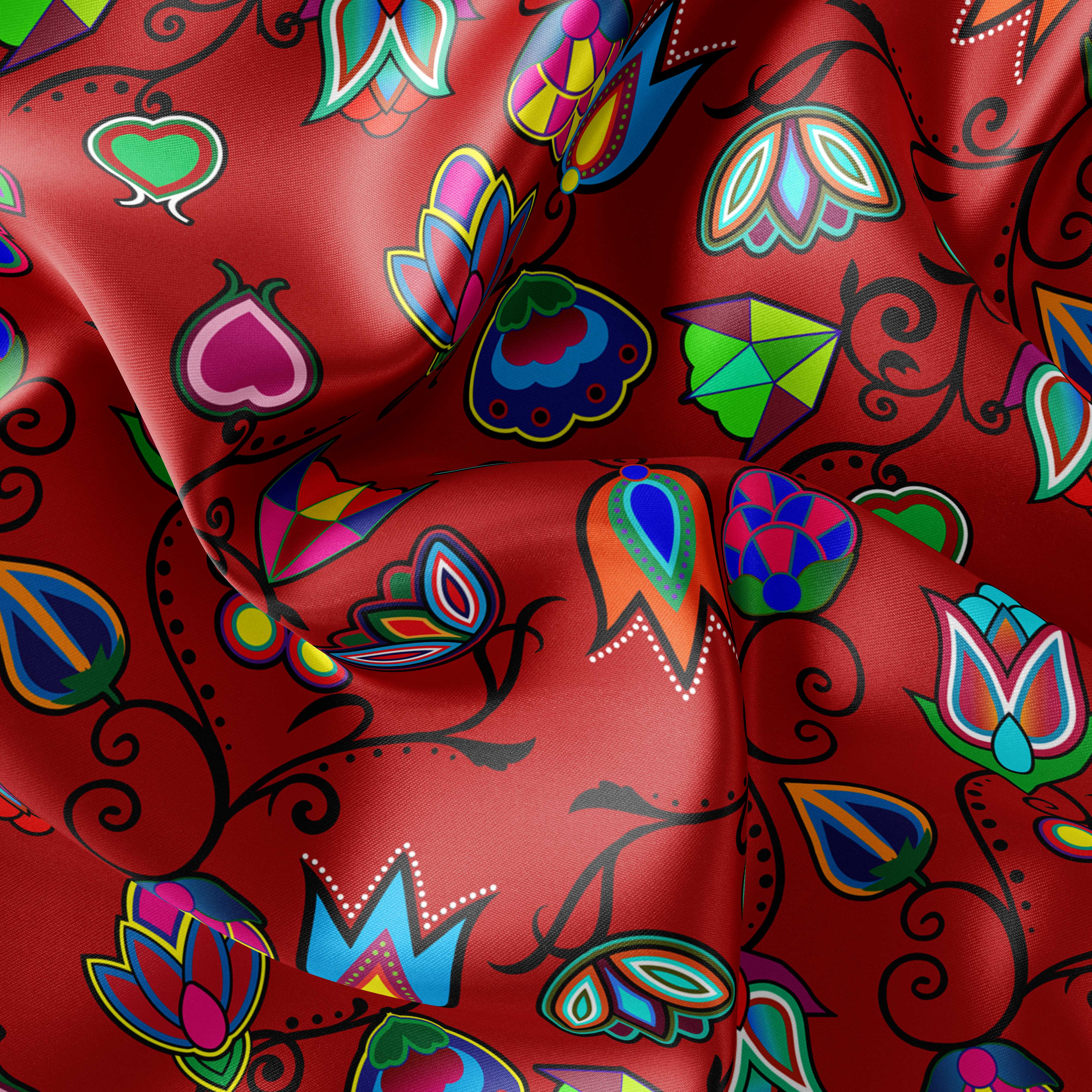 Indigenous Paisley - Red Satin Fabric 49DzineStore 