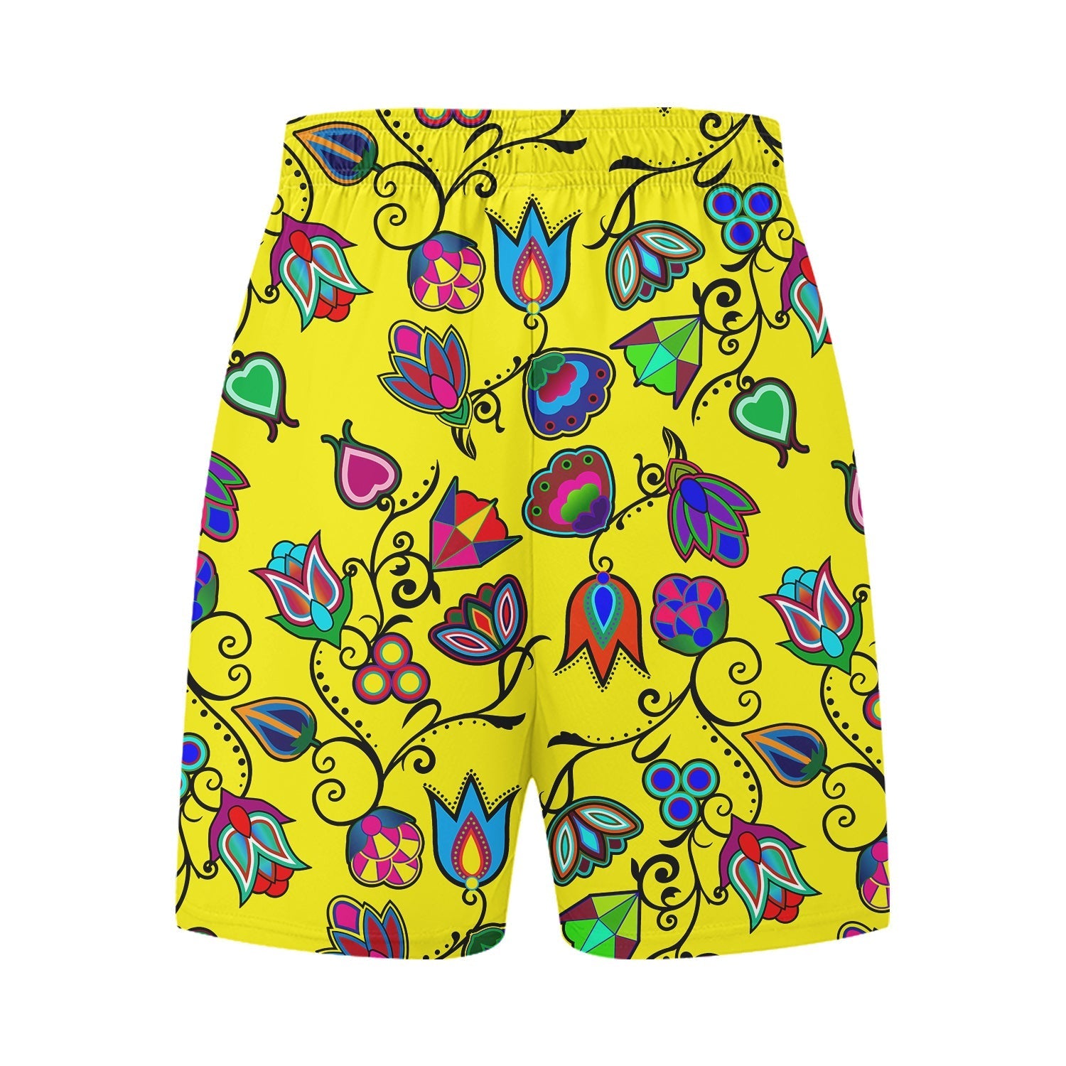 Indigenous Paisley Yellow Basketball Shorts 49 Dzine 