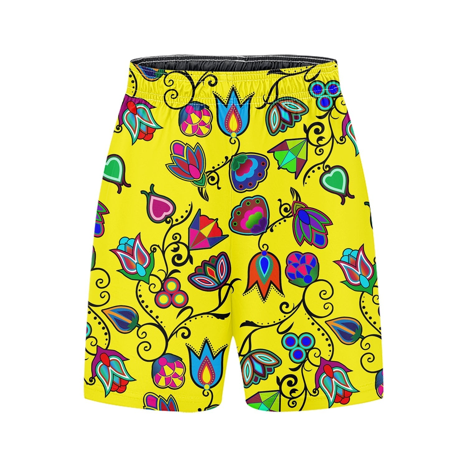 Indigenous Paisley Yellow Basketball Shorts 49 Dzine 