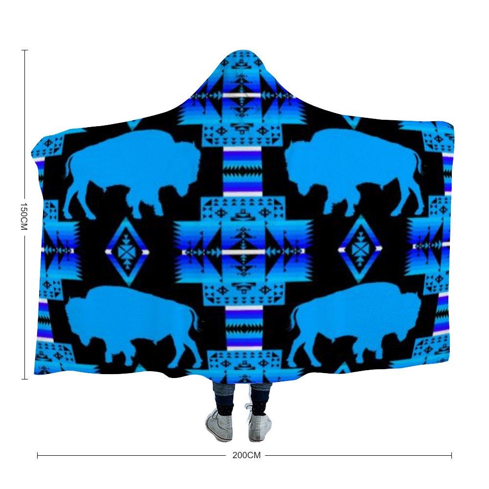 Midnight Buffalo Cloak Hooded Blanket 49 Dzine Adult Size - 60