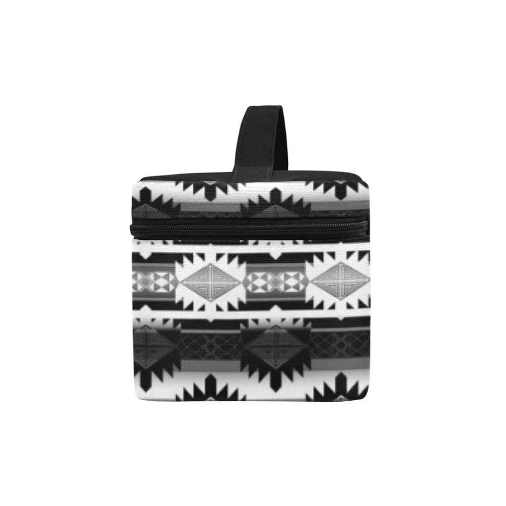 Okotoks Black and White Cosmetic Bag/Large (Model 1658) Cosmetic Bag e-joyer 