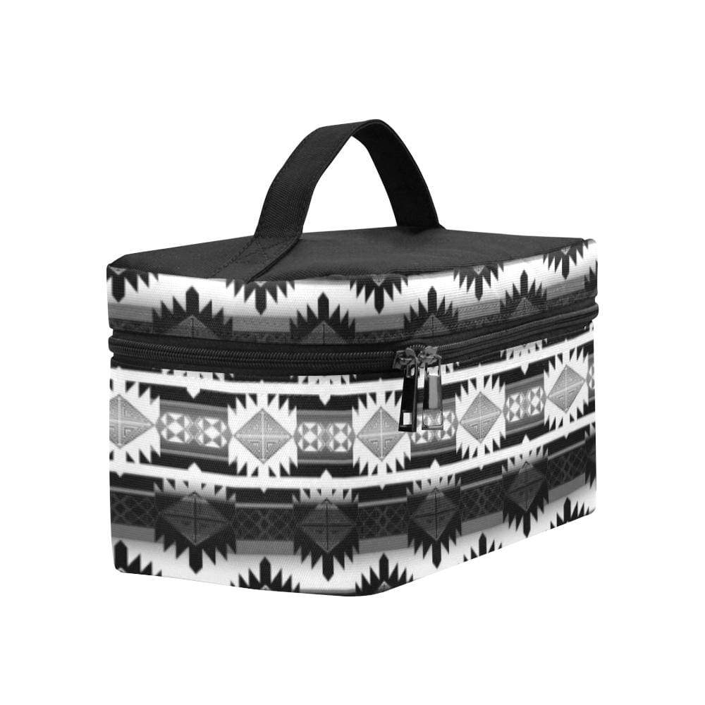 Okotoks Black and White Cosmetic Bag/Large (Model 1658) Cosmetic Bag e-joyer 