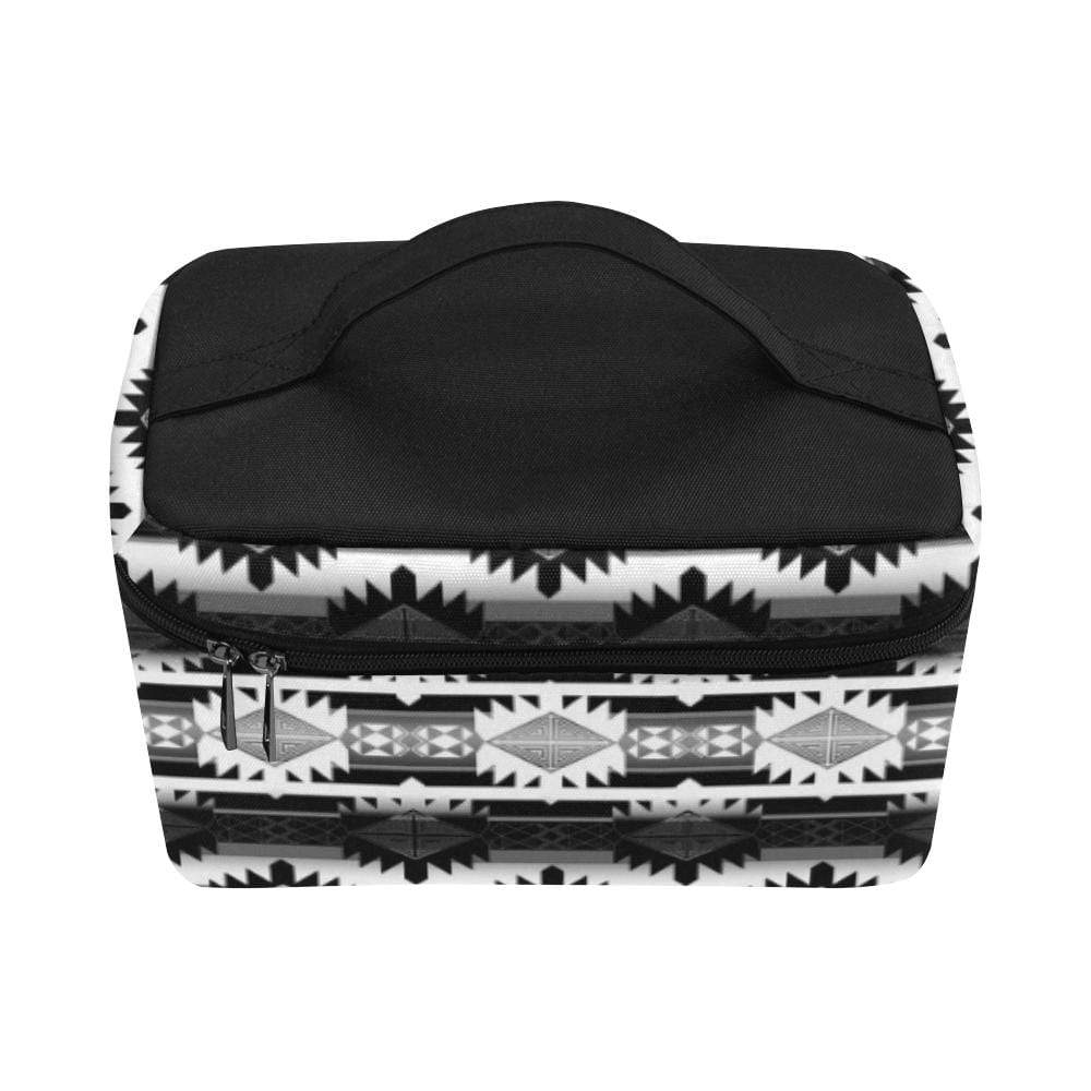 Okotoks Black and White Cosmetic Bag/Large (Model 1658) Cosmetic Bag e-joyer 