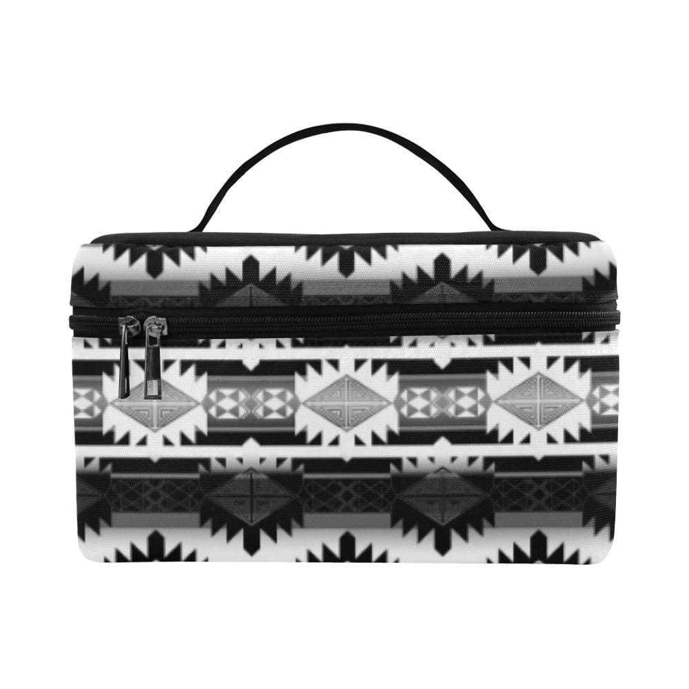 Okotoks Black and White Cosmetic Bag/Large (Model 1658) Cosmetic Bag e-joyer 